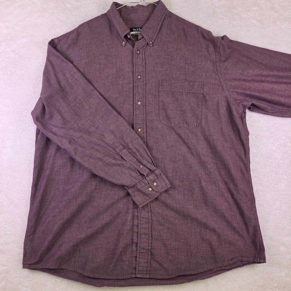 Jos. A. Bank Sportswear Mens Burgundy Herringbone Button Down Shirt XL
